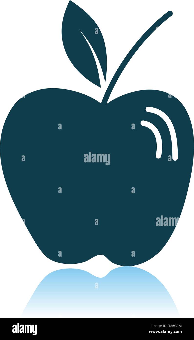 Apple Icon On Gray Background. Shadow Reflection Design. Vector Illustration. Stock Vector