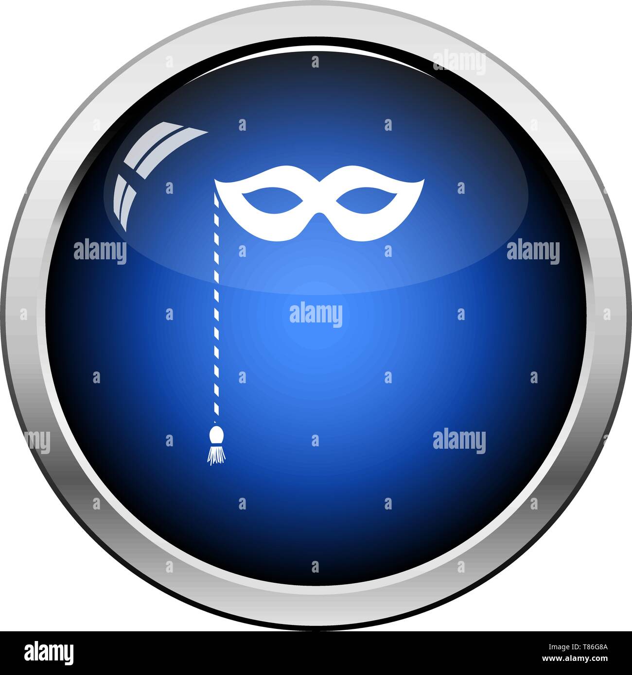 Party Carnival Mask Icon. Glossy Button Design. Vector Illustration ...