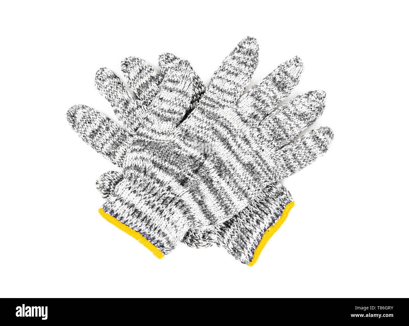 Black and White cotton gloves isolated on white background Stock Photo