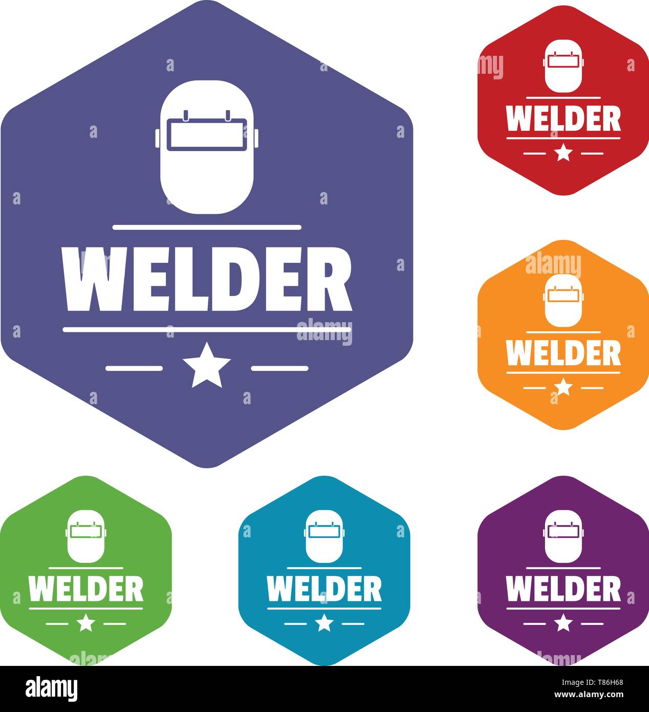 Welder mask icons vector hexahedron Stock Vector