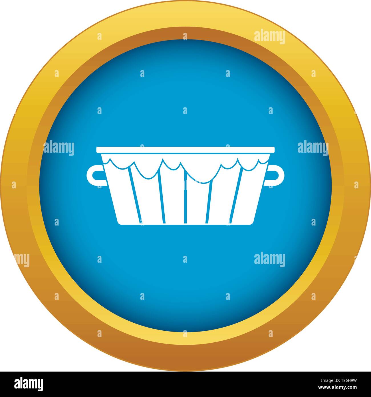 Wooden tub icon blue vector isolated Stock Vector