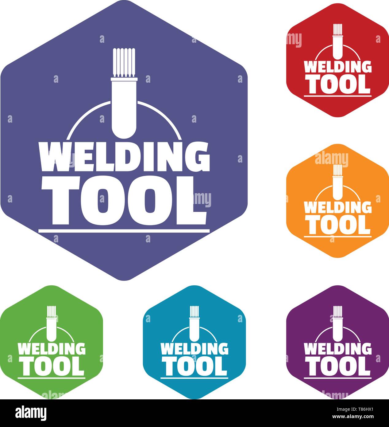 Welder worker icons vector hexahedron Stock Vector