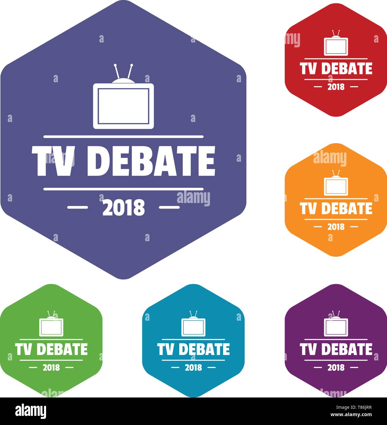Tv debate icons vector hexahedron Stock Vector