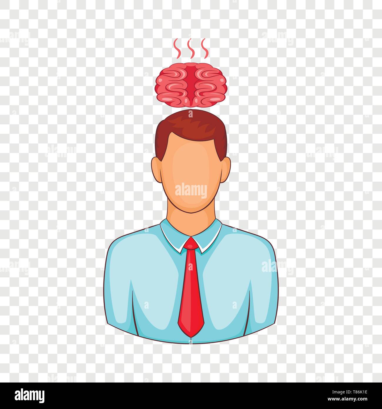 Man overheated brain icon, cartoon style Stock Vector