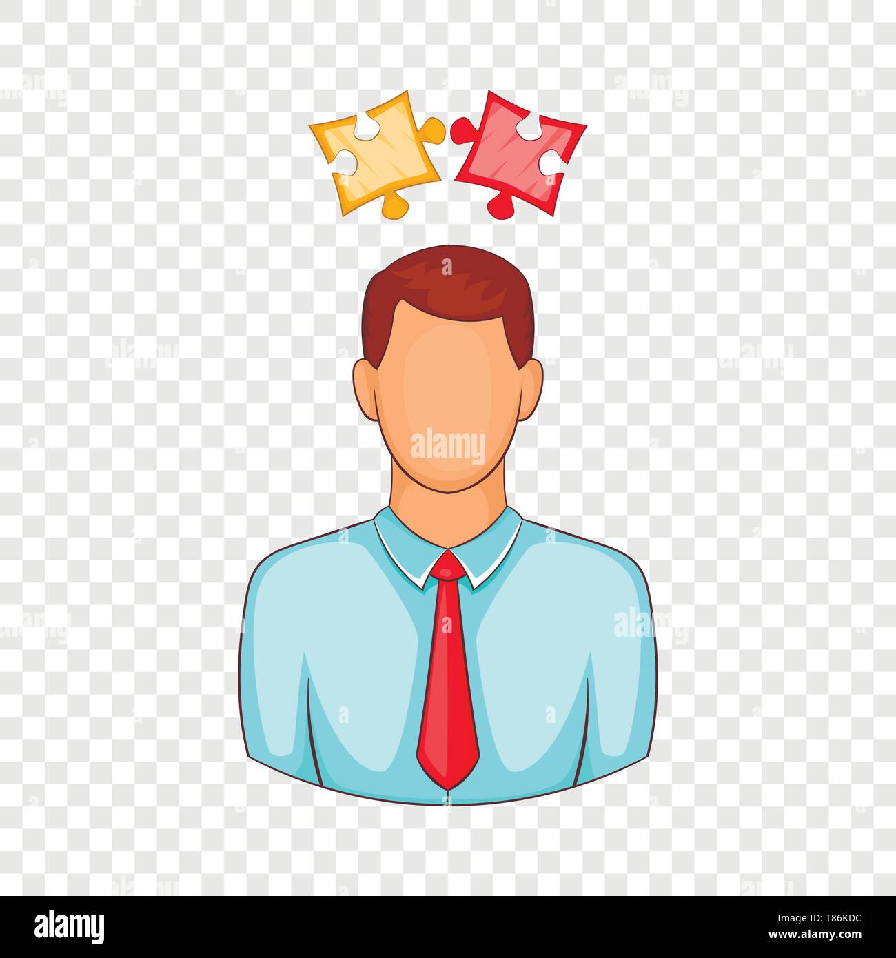 Man with puzzles over his head icon, cartoon style Stock Vector Image ...