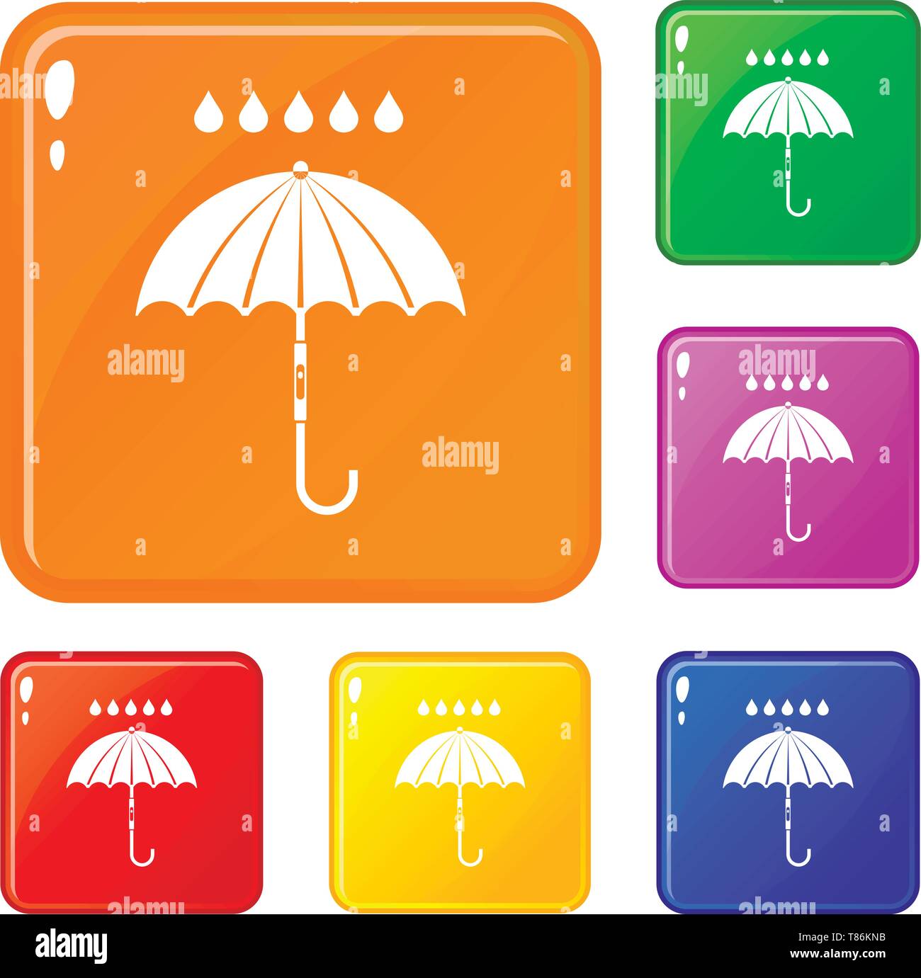 Umbrella and rain drops icons set vector color Stock Vector Image & Art