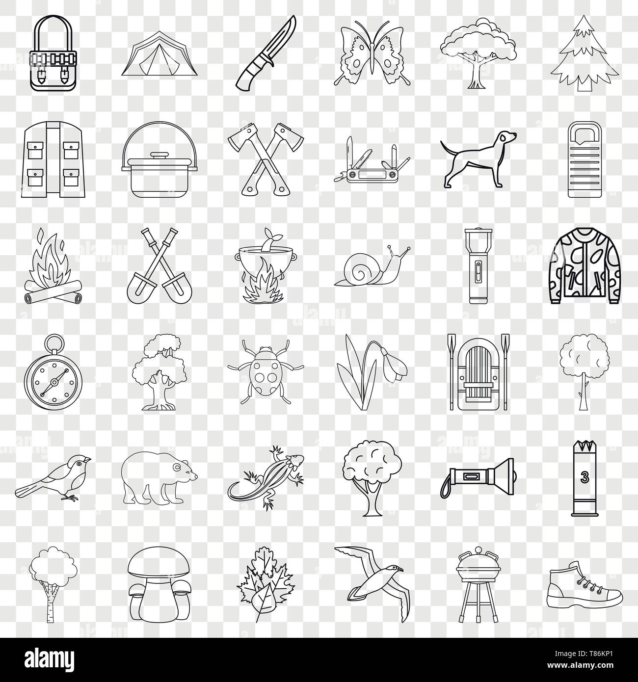 Camping icons set, outline style Stock Vector Image & Art - Alamy