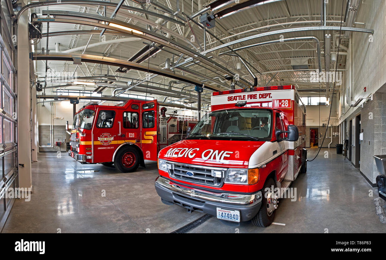 Fire Engine and Medic One Ambulance Stock Photo