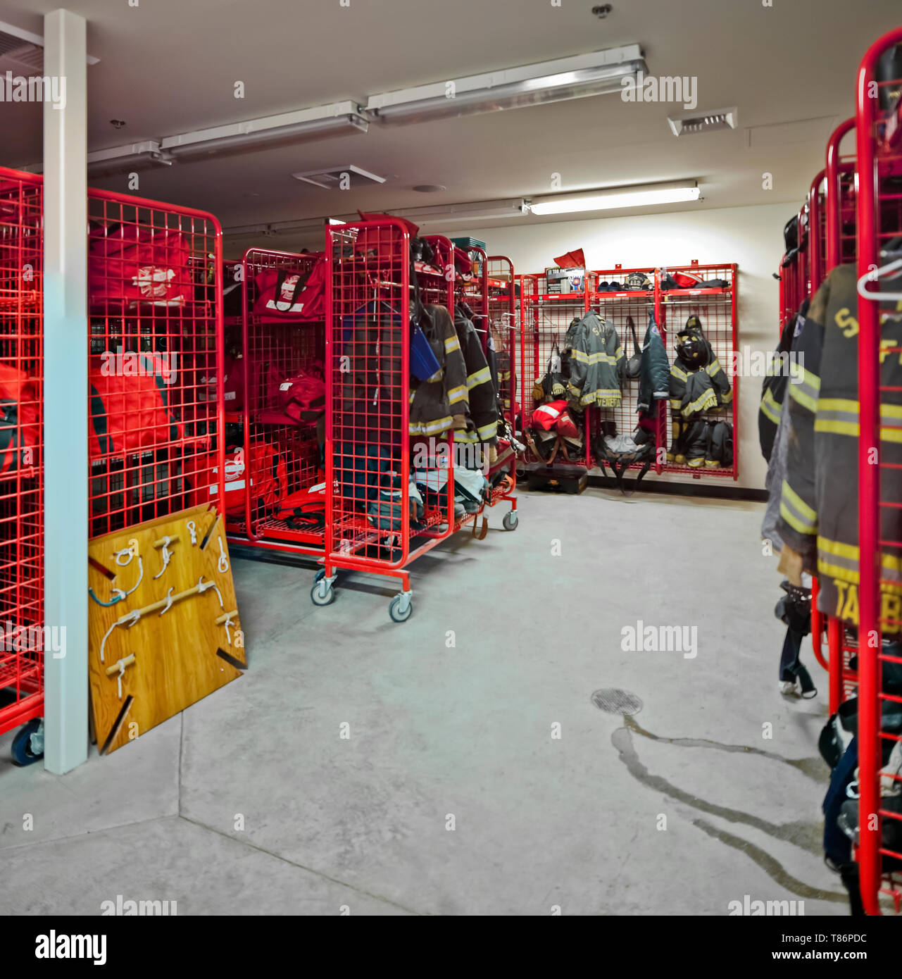 Fire Station Equipment Room Stock Photo