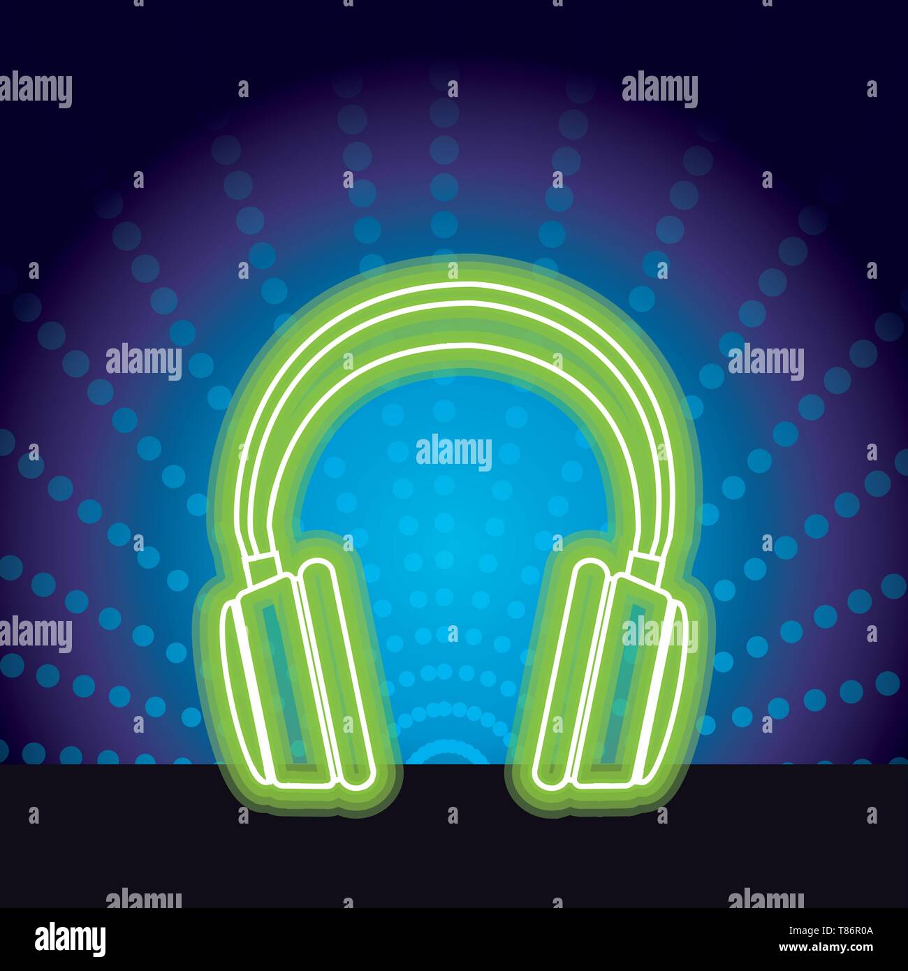 headphones neon Stock Vector