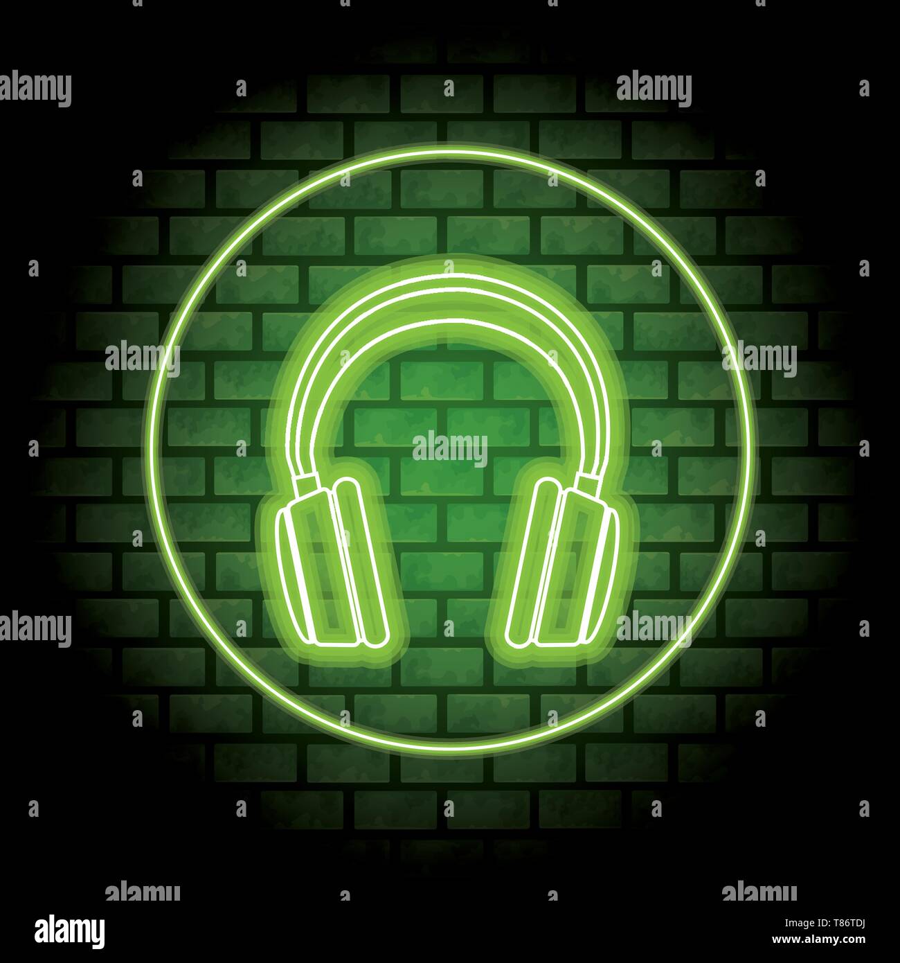 headphones neon Stock Vector