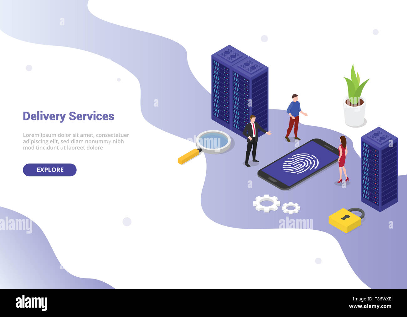 fingerprint security technology concept with smartphone database server ...