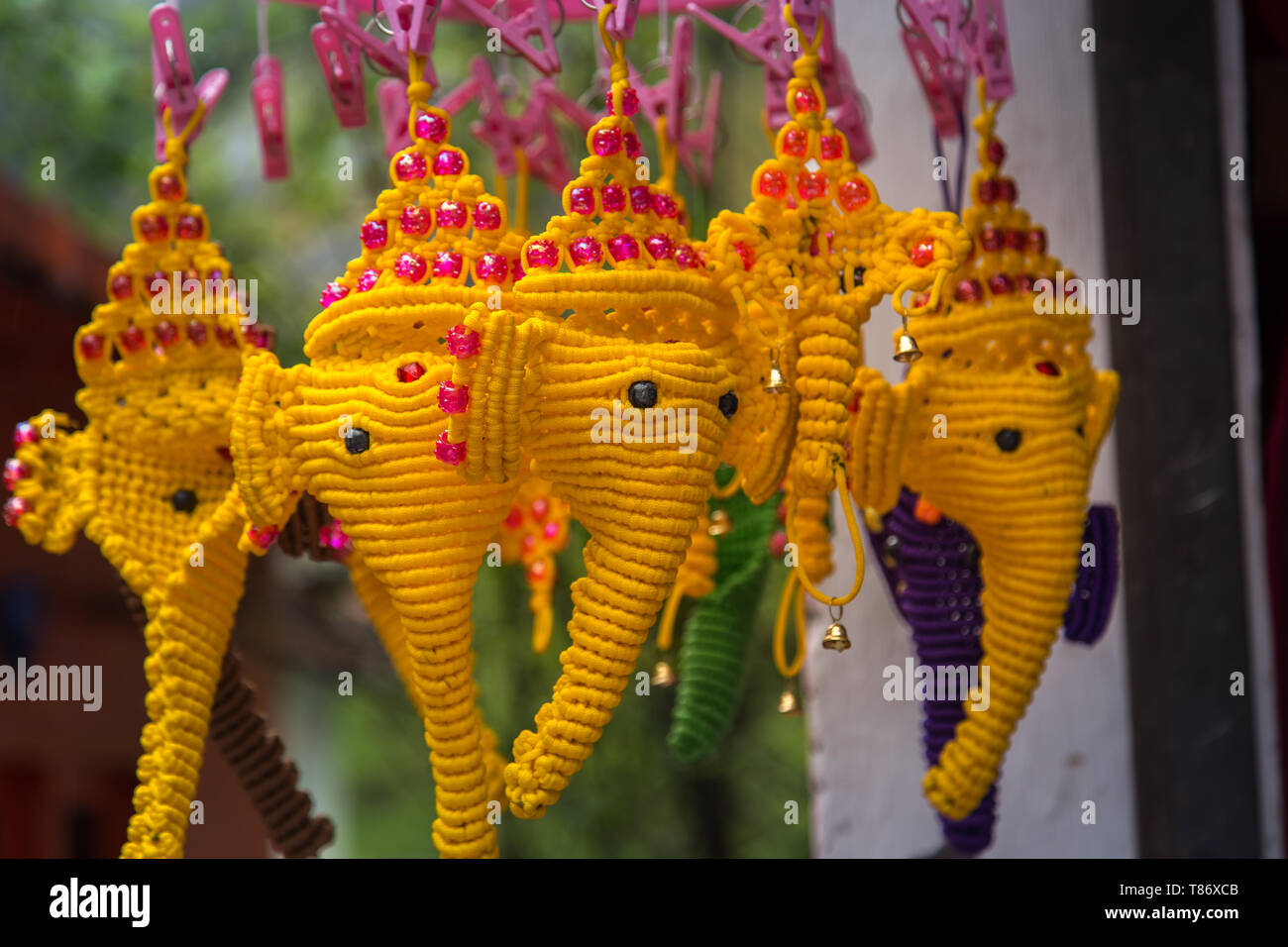 Ganesha Wall Decor made with Macrame Rope Stock Photo