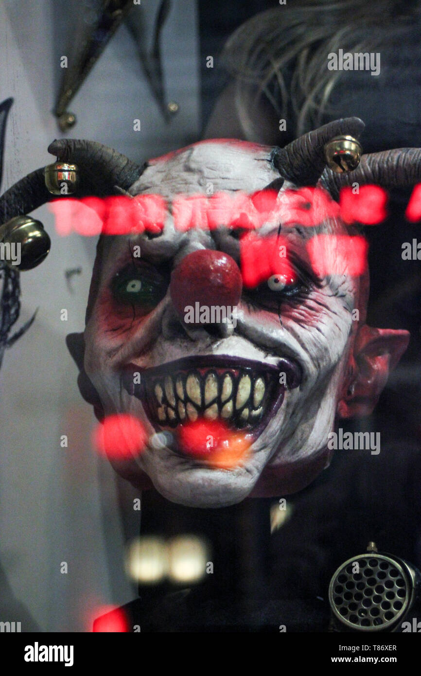 The Joker on mask shop window display in Amsterdam, Holland Stock Photo
