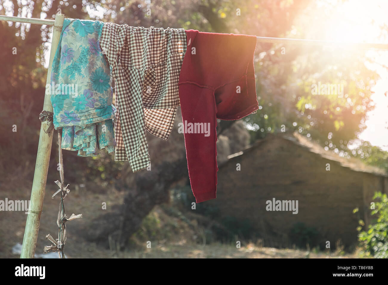 Village washing line outside hi-res stock photography and images