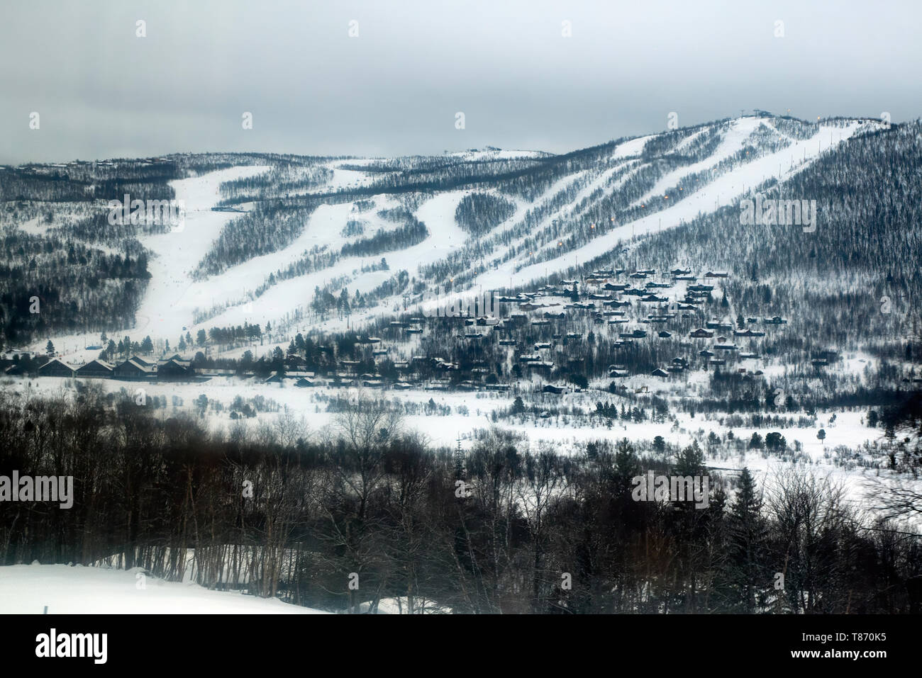 Southern Norway, alpine ski runs and village between Oslo and ...