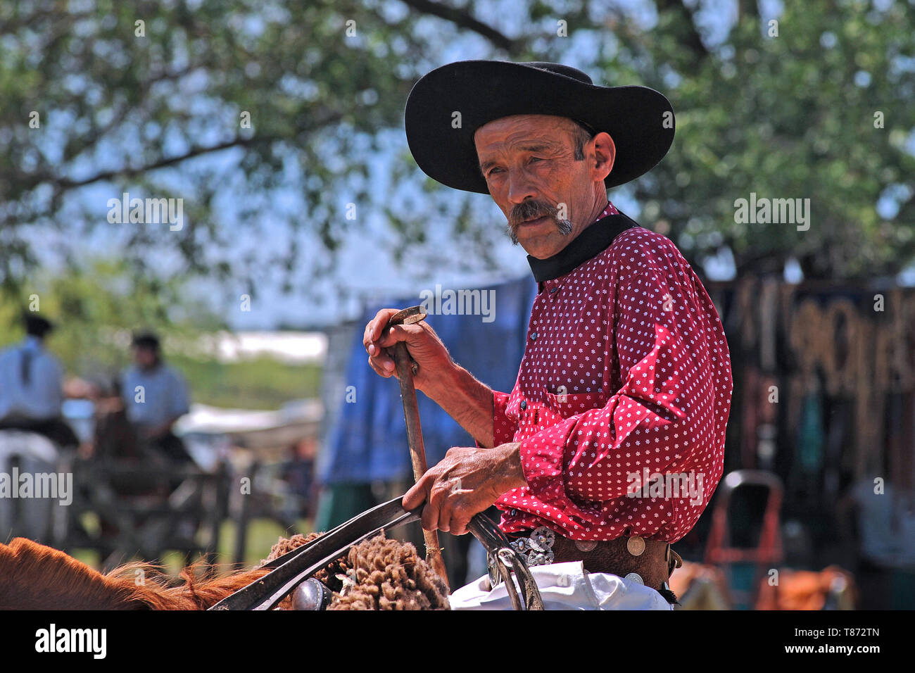 San Antonio de Areco/ Argentina: Goucho in traditional dress at the very popular traditional Fiesta de la Tradicion Stock Photo