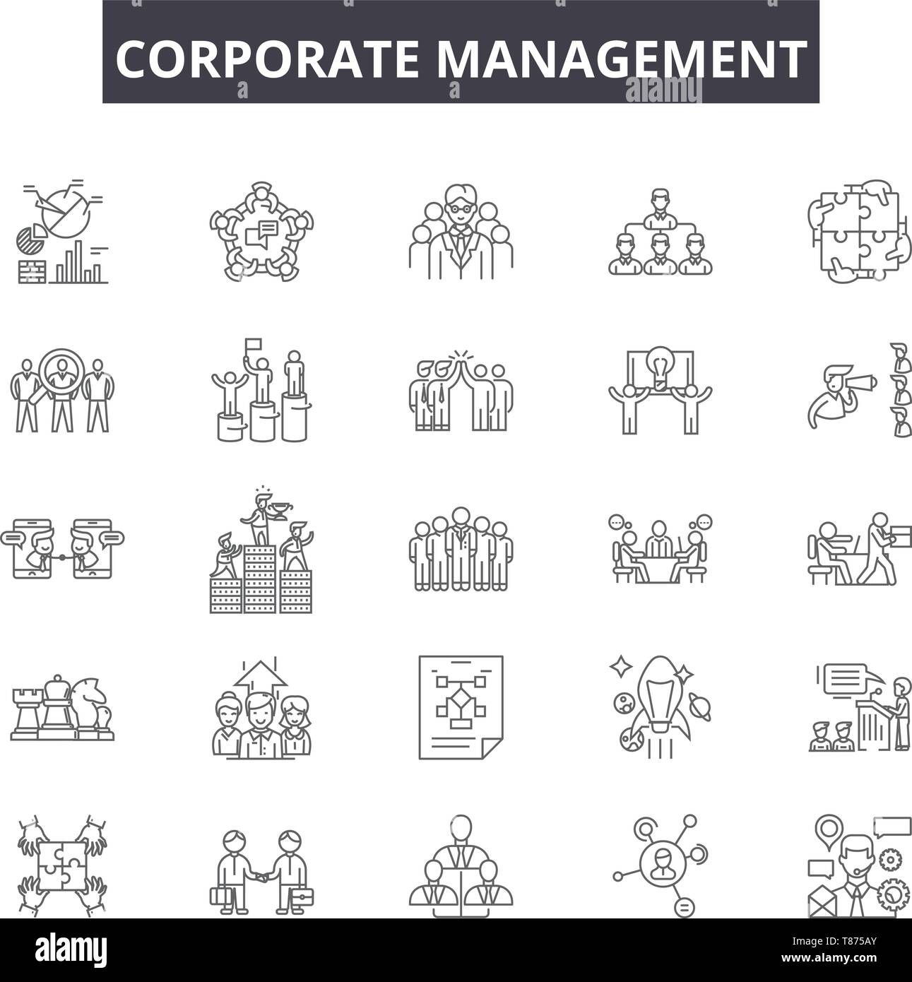 Corporate management line icons, signs, vector set, outline concept ...