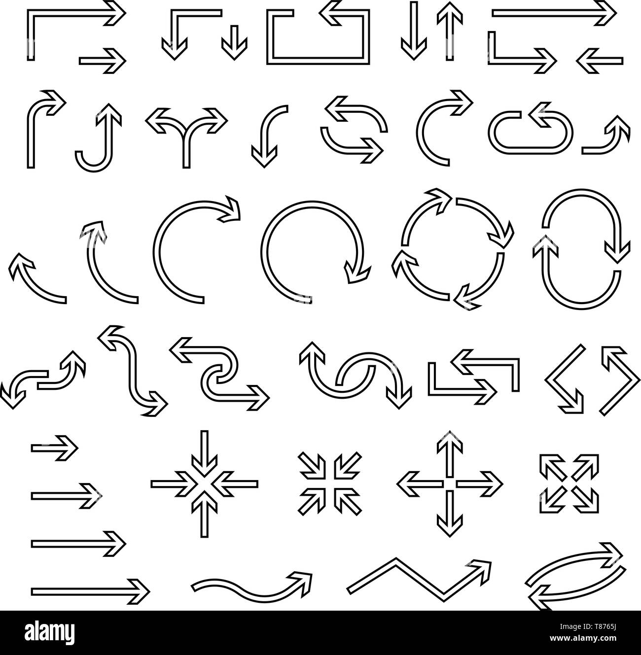 Outline arrows. Set of curved icons Stock Vector Image & Art - Alamy