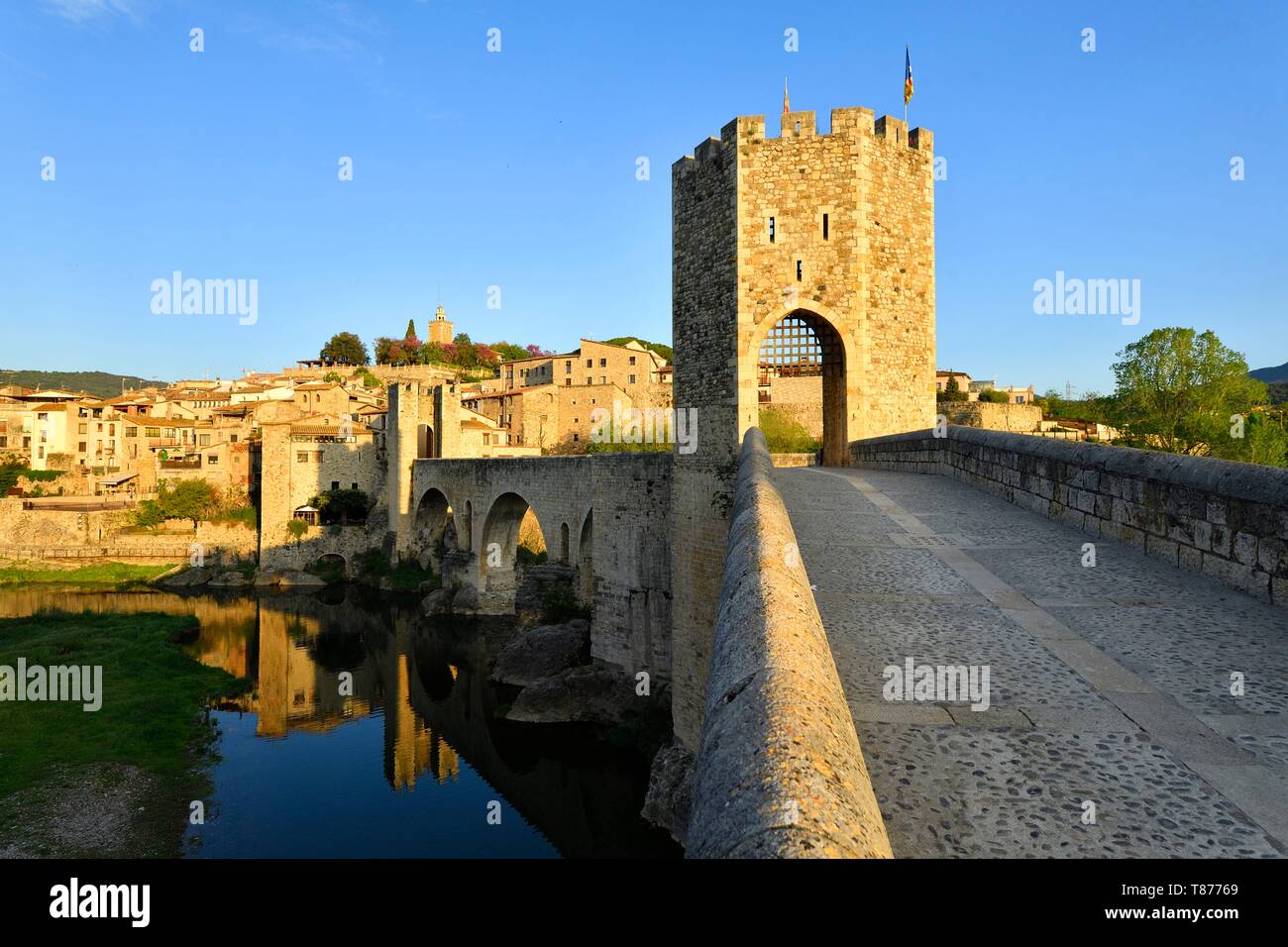 medieval-bridge-over-river-besalu-hi-res-stock-photography-and-images