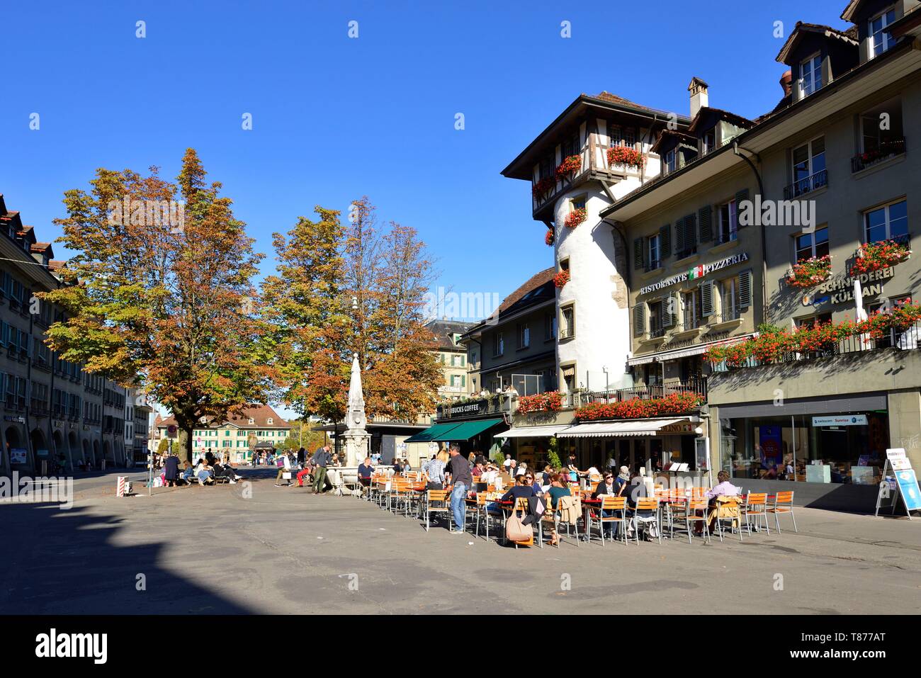Switzerland, canton of Berne, Berne, the old town listed as World Heritage by UNESCO, Waisenhausplatz Stock Photo