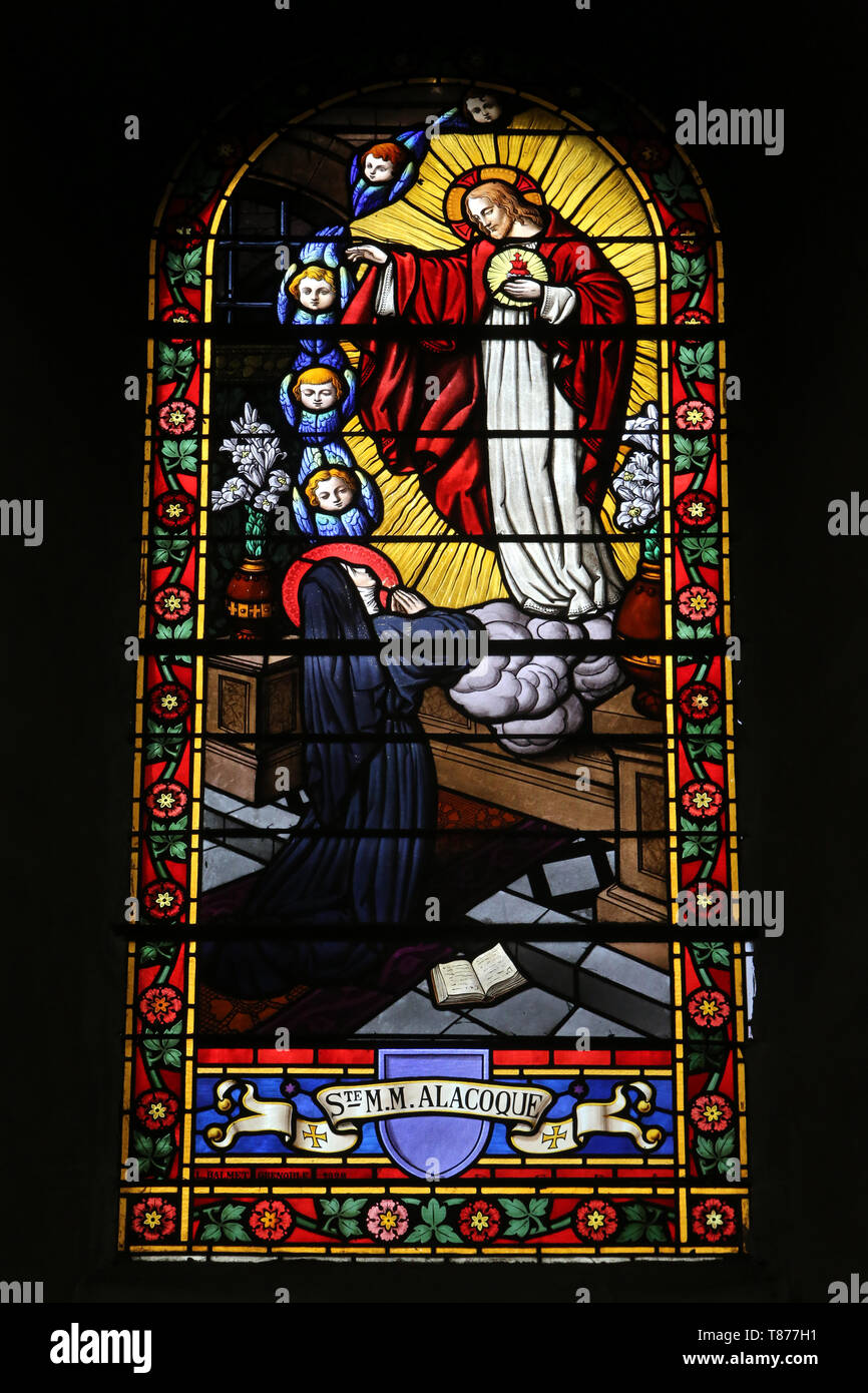 Sainte Margueritte Marie Allacoque. Eglise Saint Jean-Baptiste. Les Houches. Stock Photo