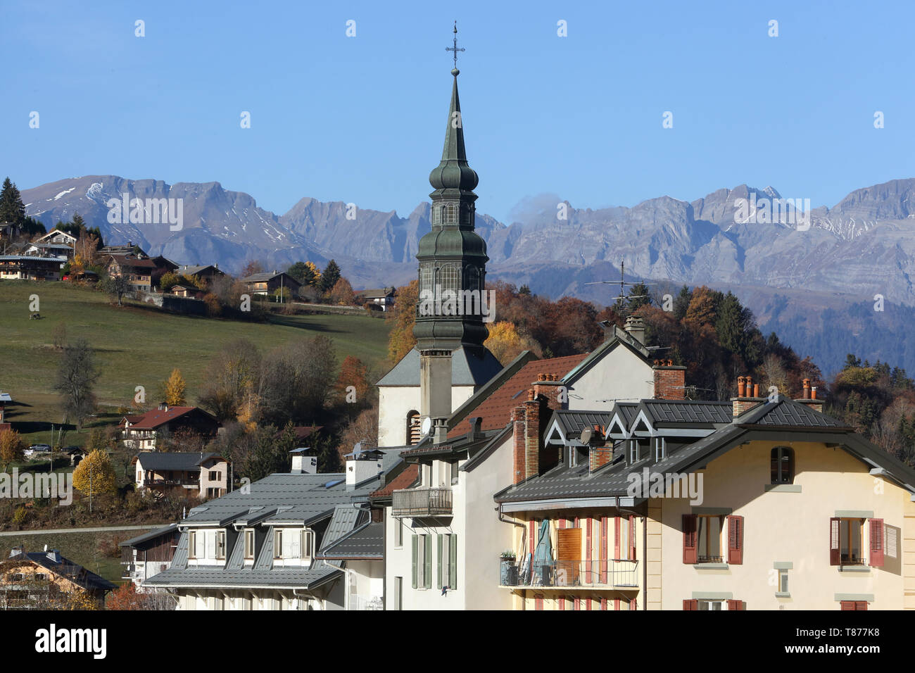 Eglise Saint-Gervais et Saint-Protais. Saint-Gervais-les-Bains. / Church of St. Gervais and St. Protais. Saint-Gervais-les-Bains. Stock Photo