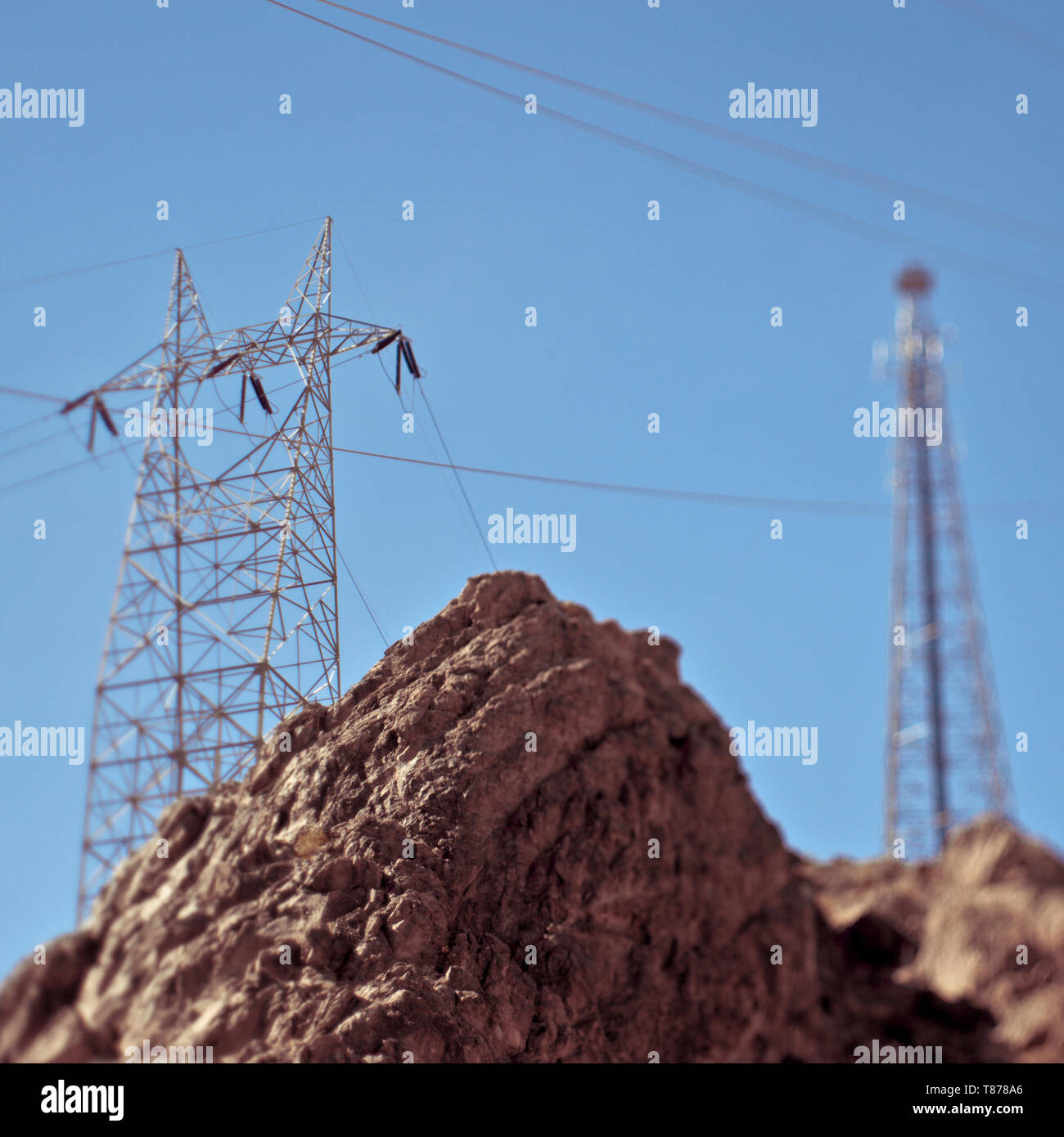 Electrical lines in the Desert Stock Photo Alamy