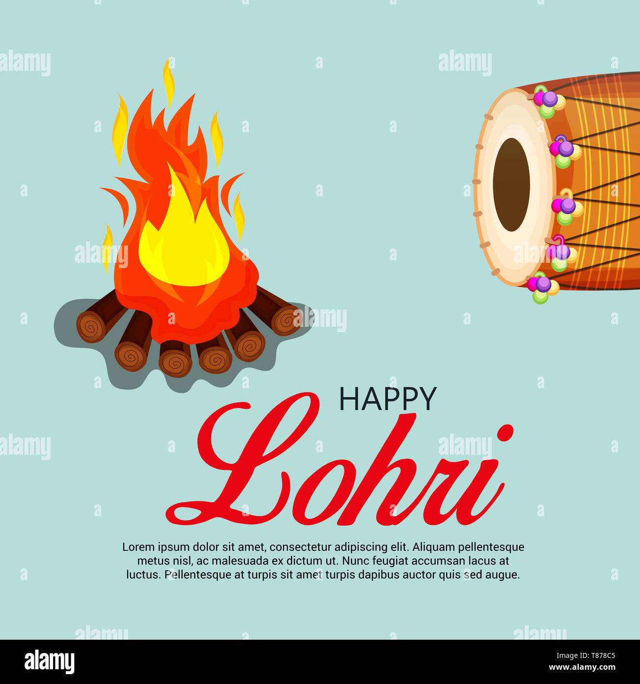 Vector illustration of a Background for Happy Lohri holiday Template for  Punjabi Festival Stock Photo - Alamy