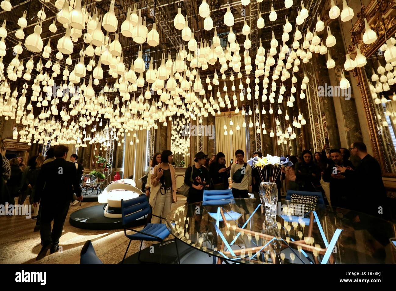 Louis Vuitton presents the new Objets Nomades at Palazzo Serbelloni for the  Milan 2019 Fuorisalone Featuring: Atmosphere Where: Milan, Italy When: 09  Apr 2019 Credit: IPA/WENN.com **Only available for publication in UK