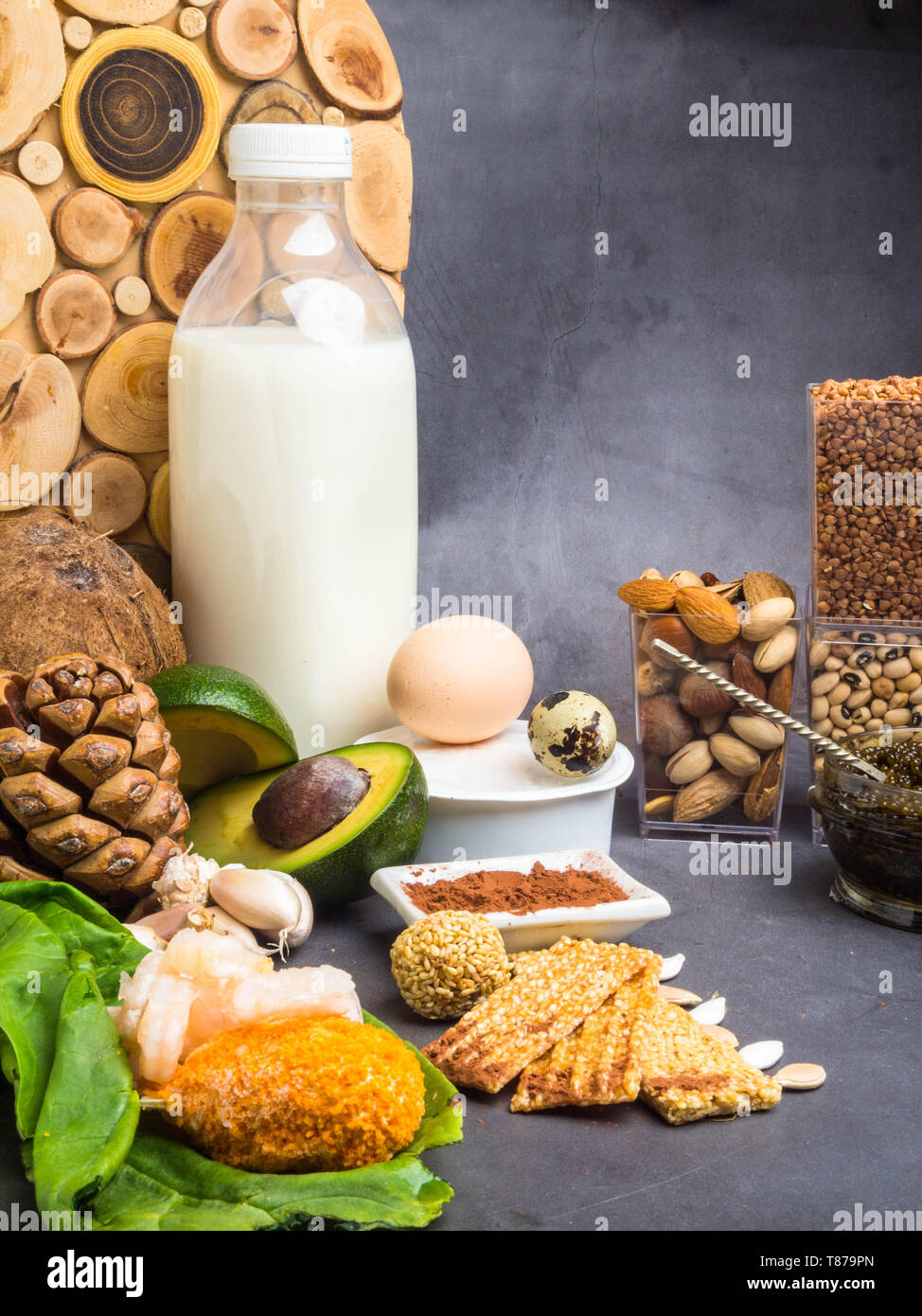 Ingredients or products containing zinc and dietary fiber on concrete