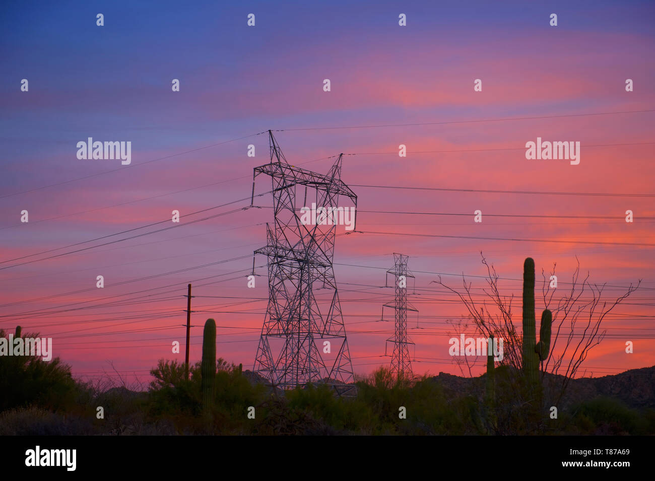 Power Lines in the Desert Stock Photo - Alamy