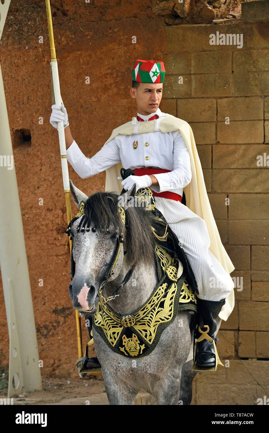 Morocco, Rabat, listed as World Heritage by UNESCO, Royal Guard rider ...