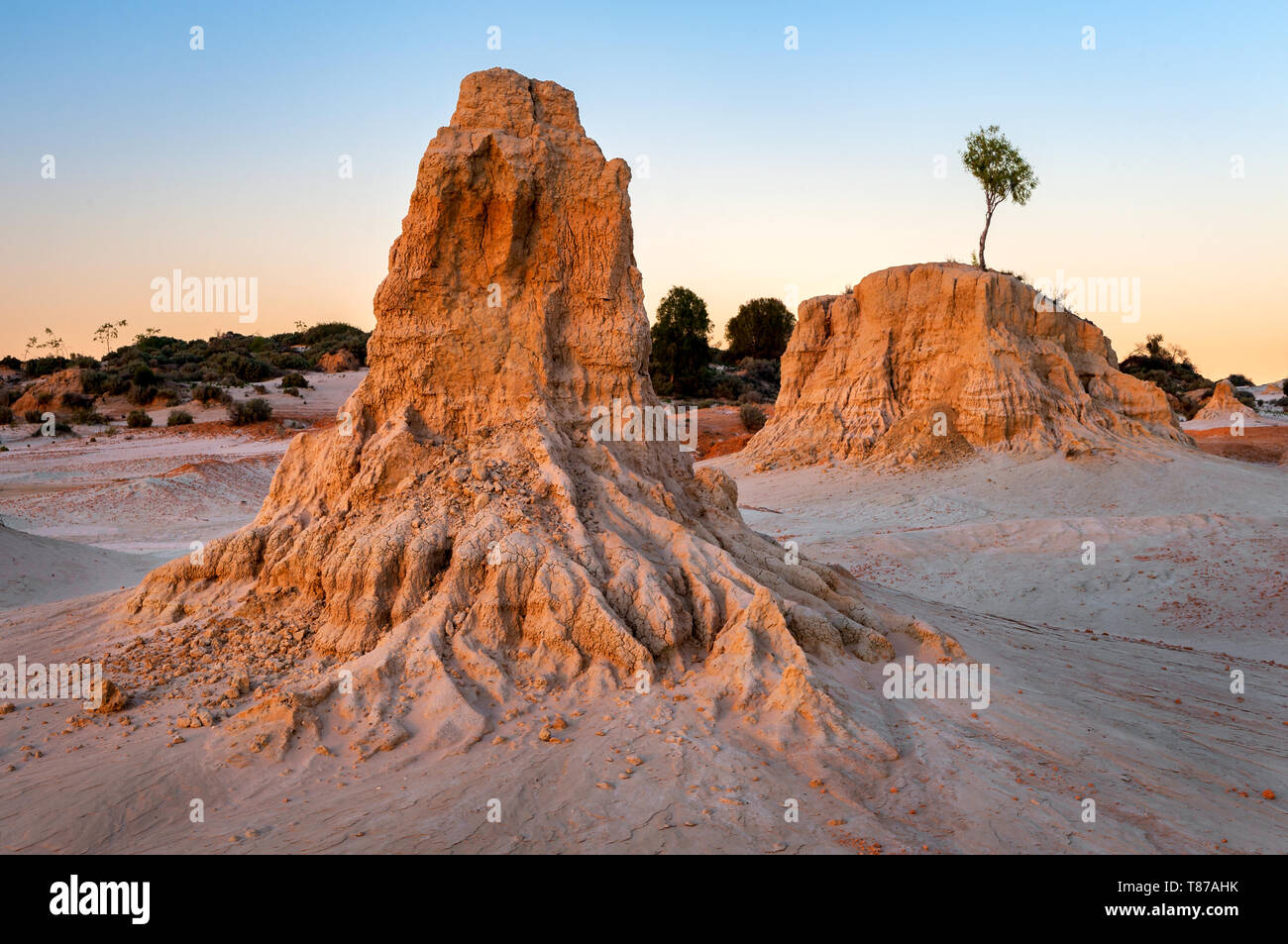 Famous sandformation called Walls of China in Mungo National Park. Stock Photo