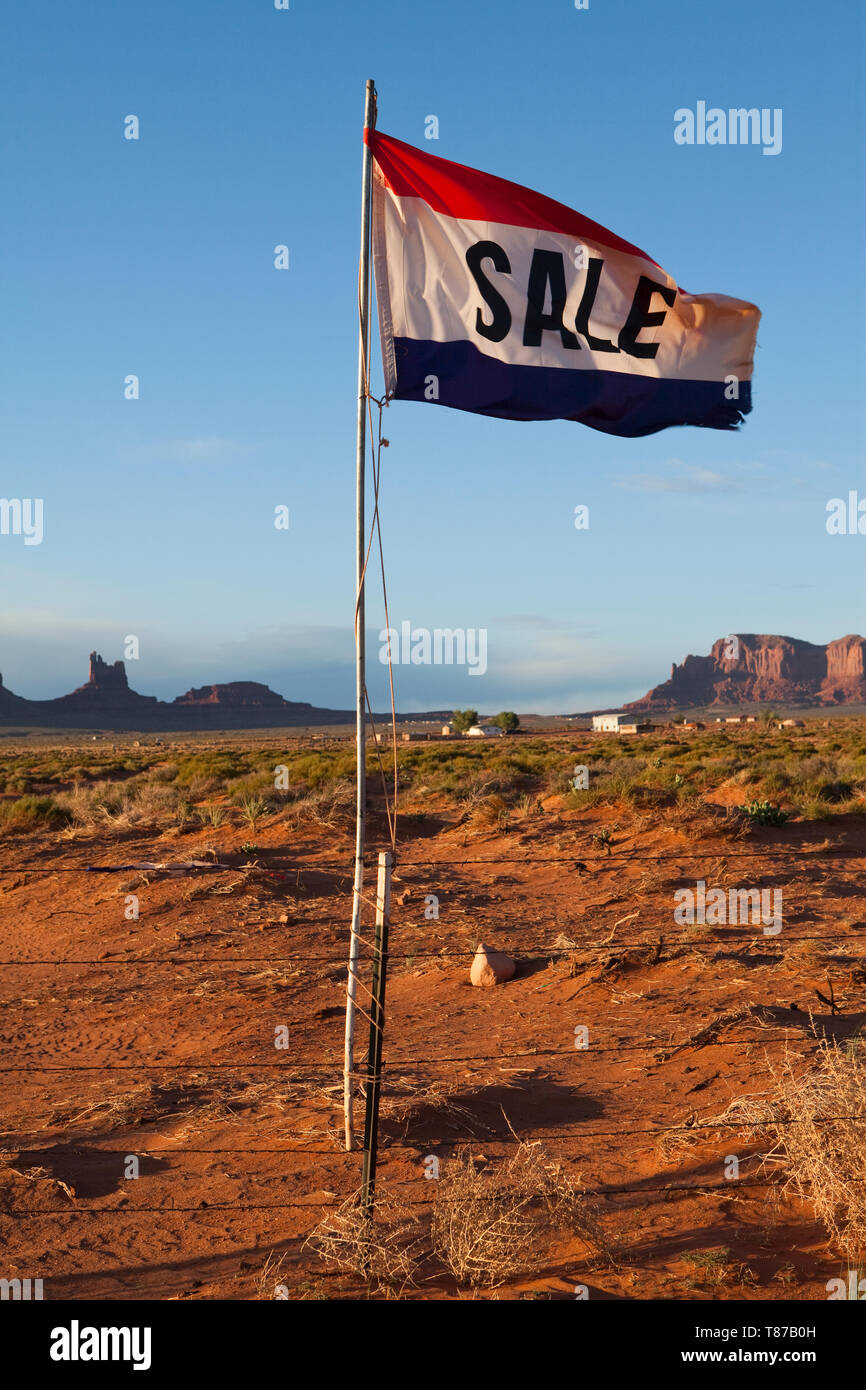 Sale Flag in the Desert Stock Photo