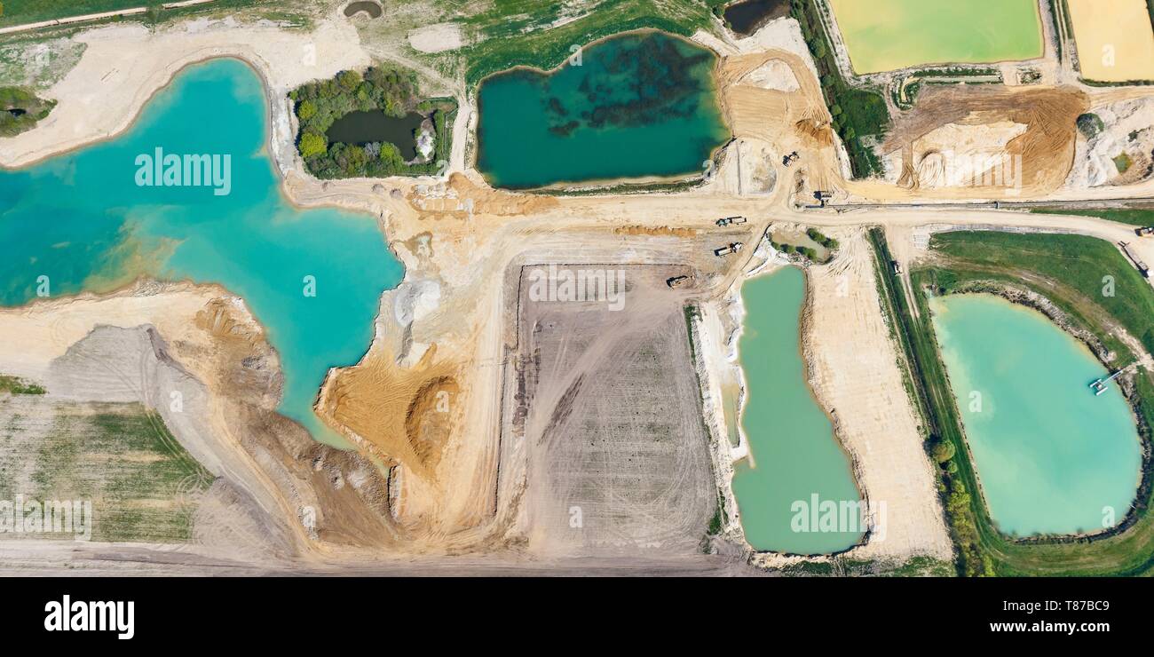 France, Loire Atlantique, Teille, sand quarry (aerial view) Stock Photo