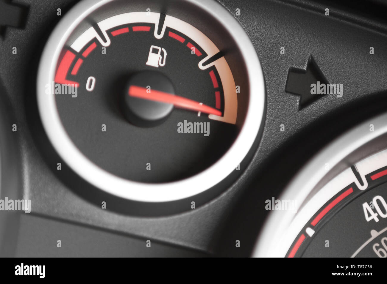 Fuel gauge in a car showing a full tank of fuel or gas Stock Photo Alamy