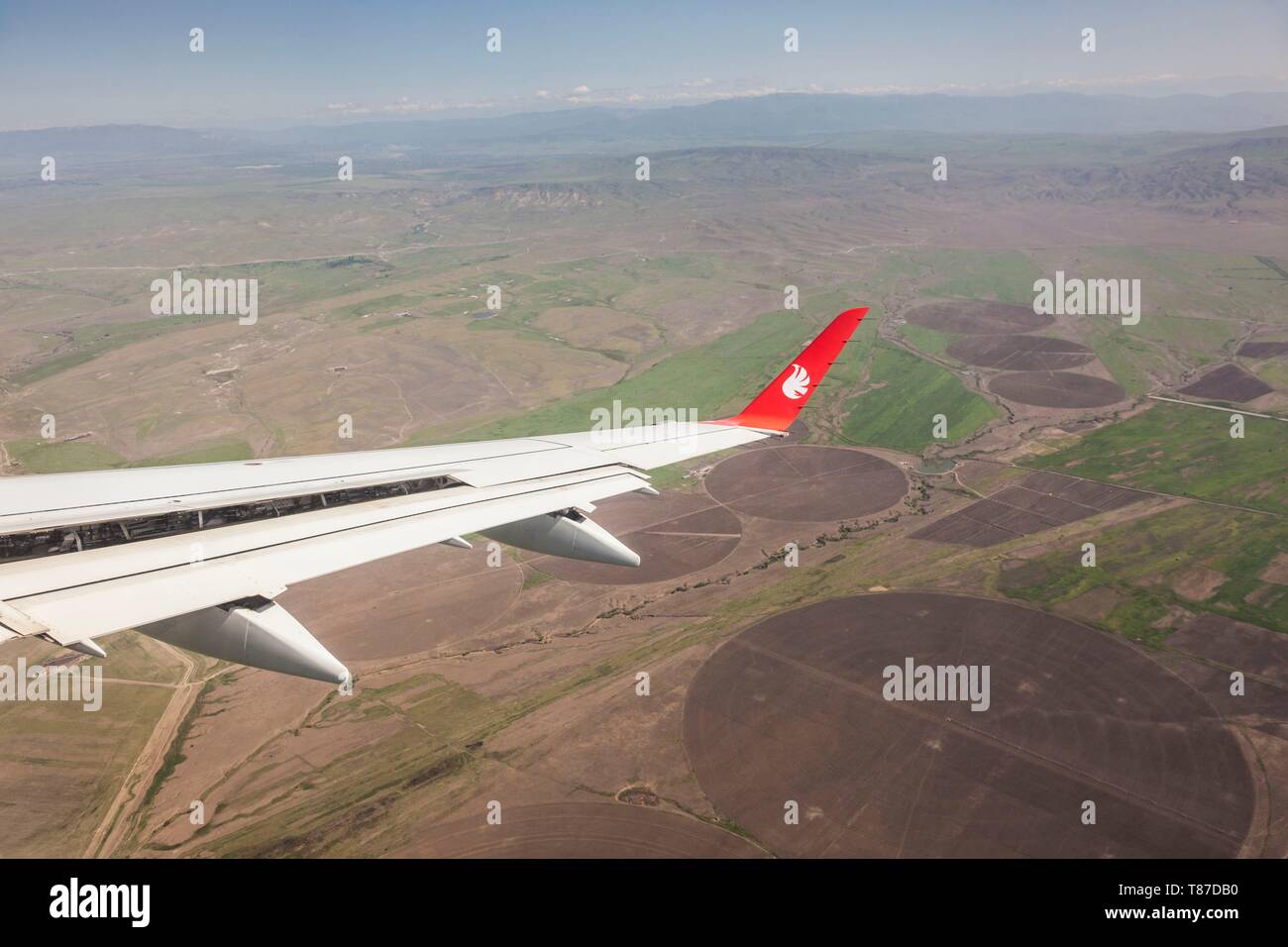 Georgia, Eastern Georgia, aerial view of landscape from airliner Stock Photo