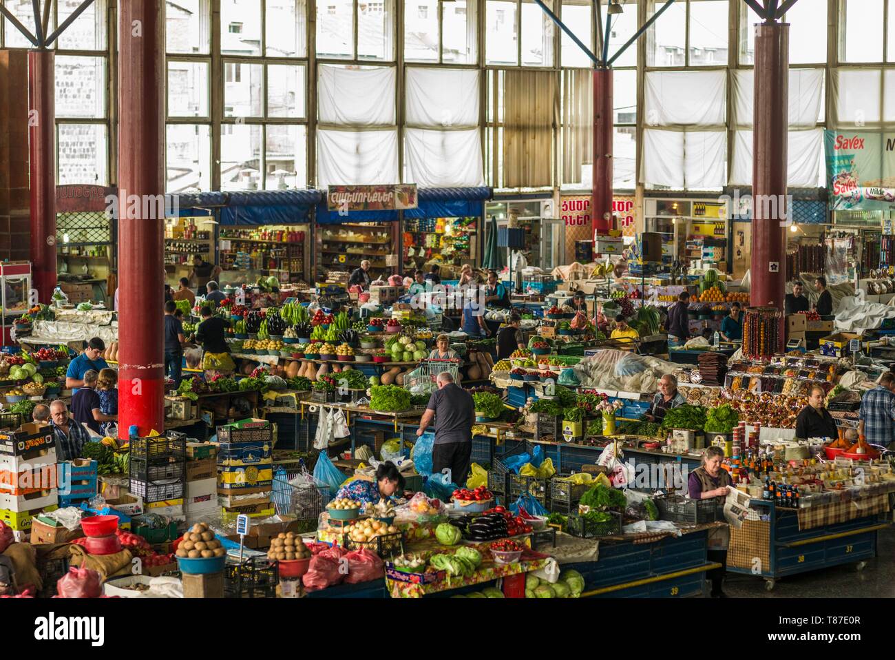 Armenia, Yerevan, G.U.M. Market, food market hall Stock Photo