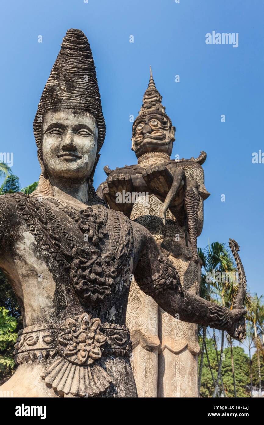 Laos, Vientiane, Xieng Khuan Buddha Park, statues of religious figures