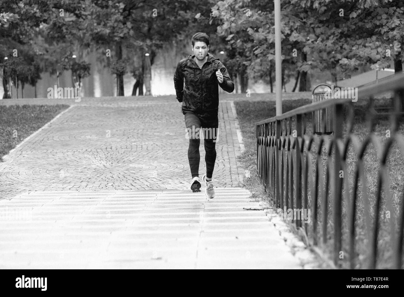 Running Stairs Black And White Stock Photos Images Alamy