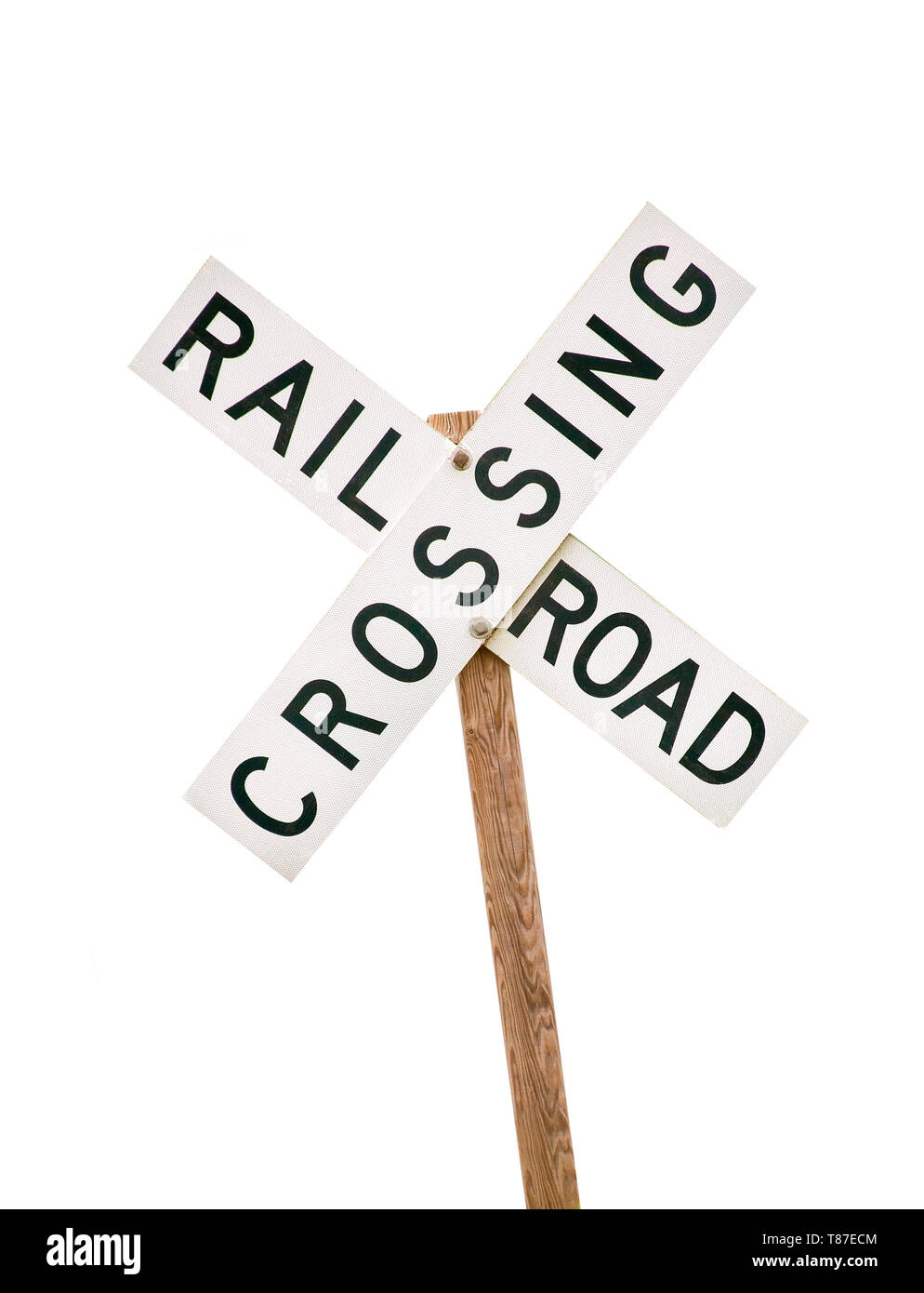 Simple railroad crossing sign cross Stock Photo
