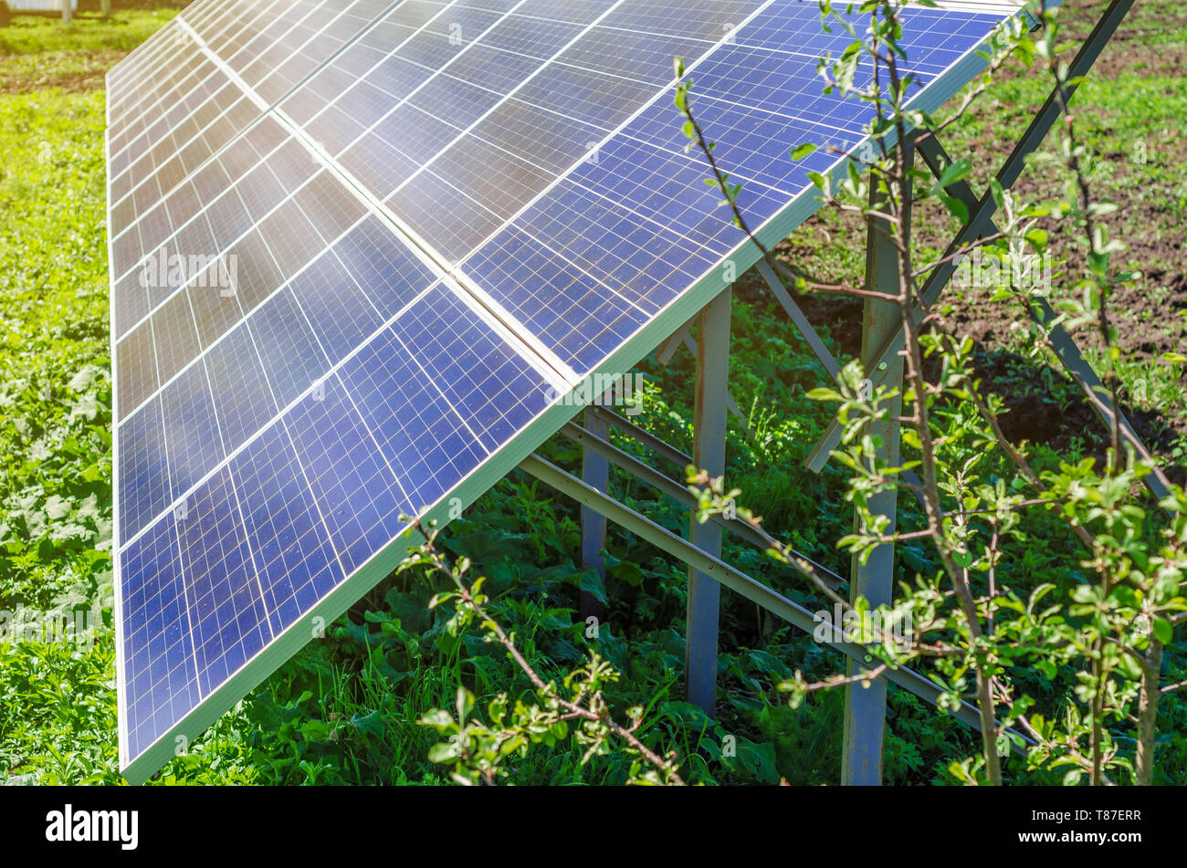 Power plant using renewable solar energy with sun Stock Photo - Alamy