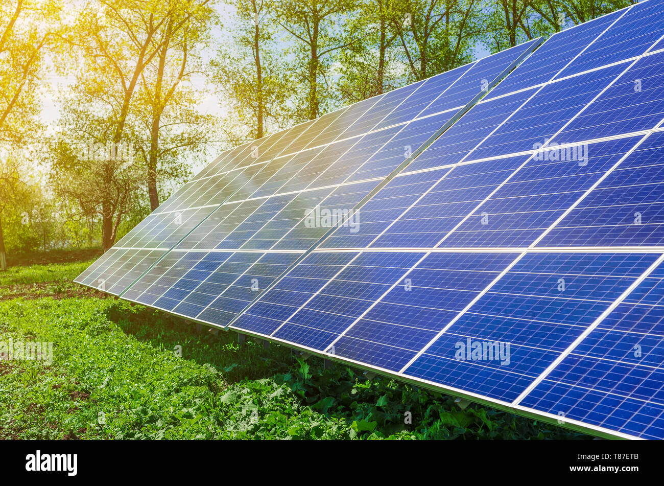 Power plant using renewable solar energy with sun Stock Photo - Alamy