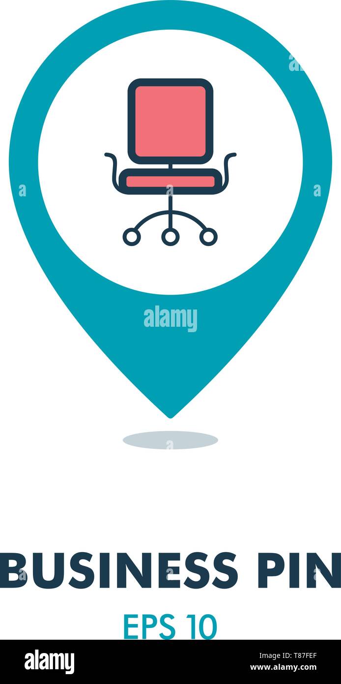 Office Chair outline pin map icon. Business sign. Map pointer. Map ...