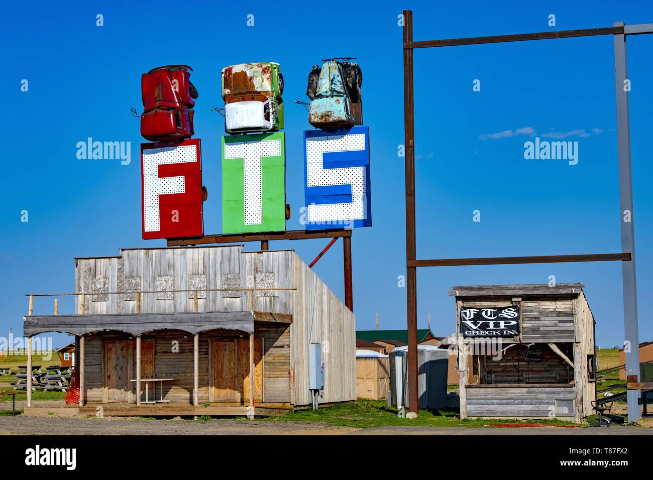 United States, South Dakota, Sturgis, the Full Throttle Saloon is the world largest biker's bar Stock Photo
