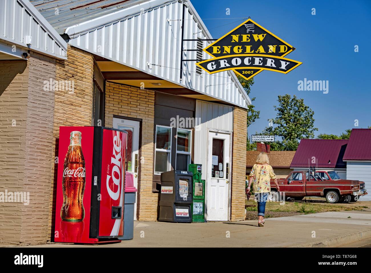 United States, North Dakota, village of New England, Main street Stock