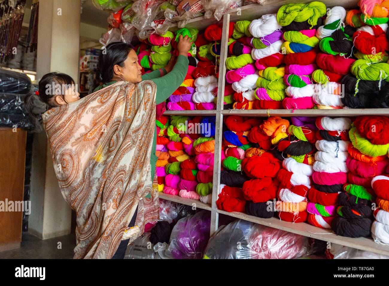 India, Nagaland, Kohima, wool shop Stock Photo Alamy