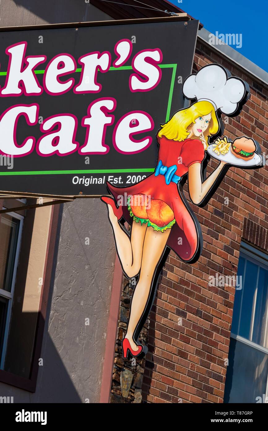 Custer Sd Sign United States, South Dakota, Custer, cafe sign Stock Photo - Alamy