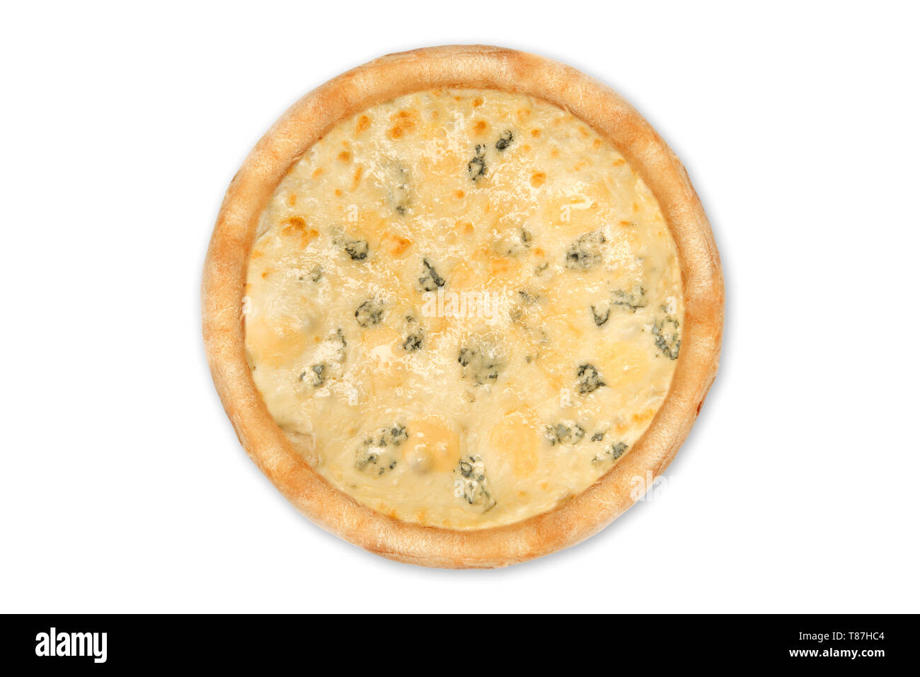 Delicious pizza Four Cheeses with cheddar, Parmesan, mozzarella and